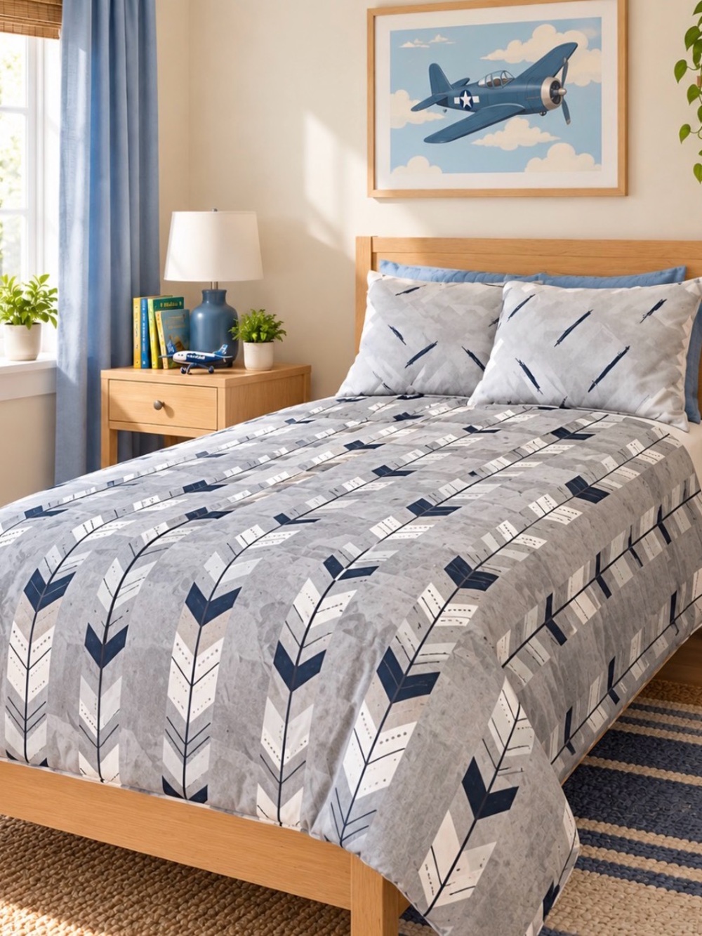 Home Collection Twin Size Reversible Duvet Cover & Pillow Shams Set Arrow NWT